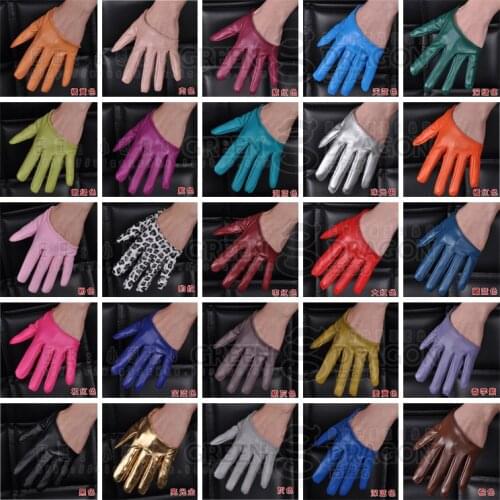Womens Full racerback faux PU leather ds gloves sexy half palm gloves hip hop dancing motorcycle gloves