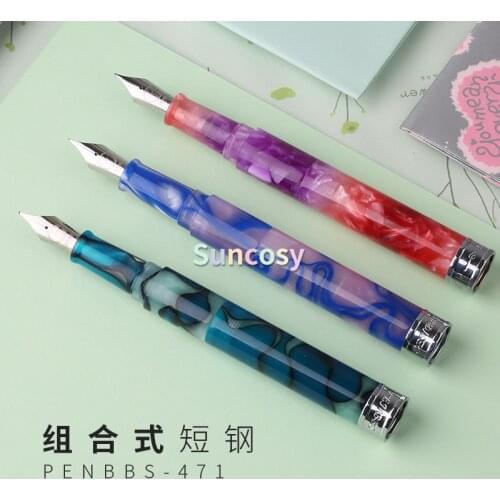 PENBBS 471 Colorful Acrylic Resin Mini Fountain Pen, Smooth M/F Nibs, Practice Calligraphy, Office Supplies Writing Gifts