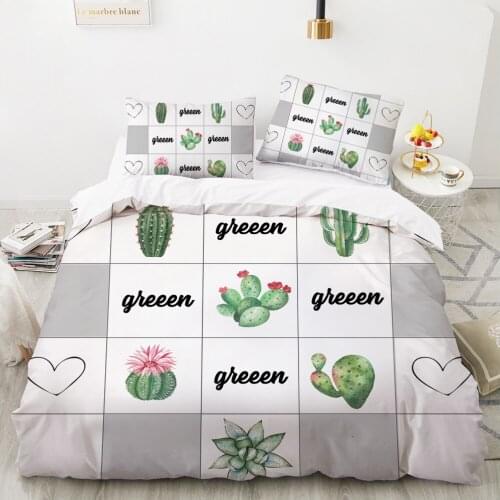 King size bedding set duvet cover 240x220 bed linen euro 240*220 Queen nordic covers for bed of 150 cactus green lattice