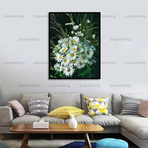 Full Square/round Diamond Painting Daisy Cross Stitch Diamond Mosaic Chrysanthemum Decoration for Home Handmade Gift