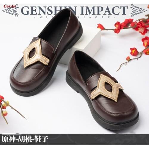 Hot Game Genshin Impact Hu Tao Shoes Cosplay The High Quality Universal Brown Battle Boots Unisex Role Play Used 36-39 Size