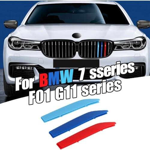 Car Front Grille Trim Bumper Cover Strip 3D M Styling Cover Stickers for BMW 7 Series G11 F01 Auto Accessories Dropship