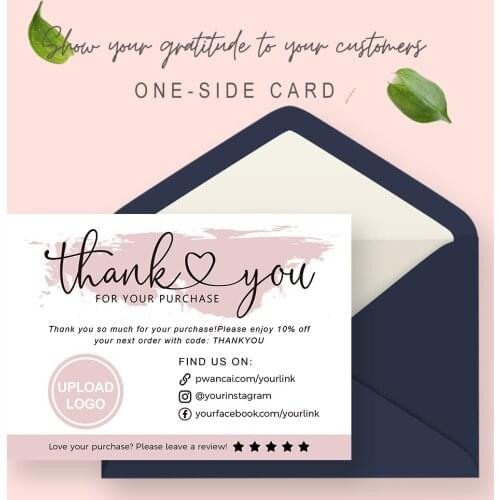 Five Stars Thank You Card Business Template For Shopping, Editable Printable Digital Customer Packaging Insert Note With Logo