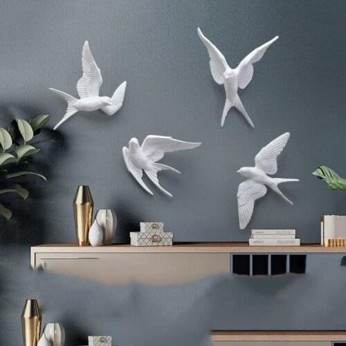 Modern Luxury Resin White Bird Wall Murals Home Livingroom Wall Hanging Decoration Hotel Porch Background 3D Wall Sticker Crafts