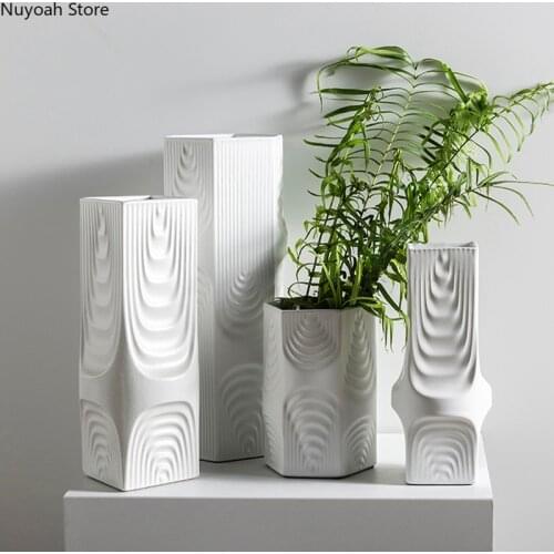 Light Luxury Tree Pattern Ceramic Vase Matte Home Decoration Modern Simulation Flower Arrangement Accessories Countertop Vase