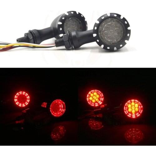 Retro Bullet Motorcycle Bullet LED Turn Signal Light Brake Indicator Tail Lights Running Lamp Universal For Yamaha BMW Honda