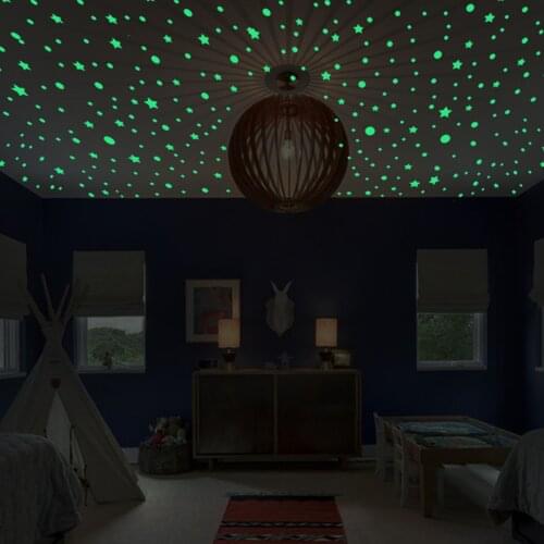 Luminous Sticker Starry Sky Luminous Bubble Stickers Moon Stars Fluorescent Ceiling Wall Decal Baby Kids Room Decorative Sticker