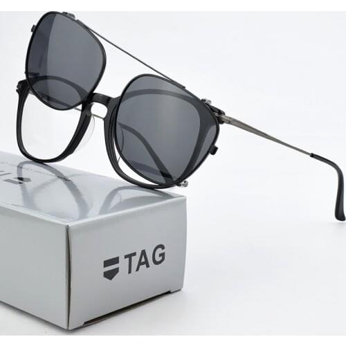 TAG Brand Square Glasses Frame Men 2020 Round Retro eyeglasses Acetate Sunglasses Clip On Polarized Sun Glasses spectacle frames