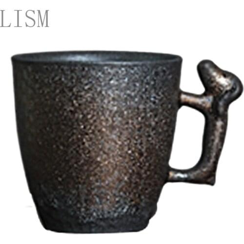 Japanese kiln changed into dog shape, hand-held master coffee milk tea cup, handmade retro stoneware office personal tea cup