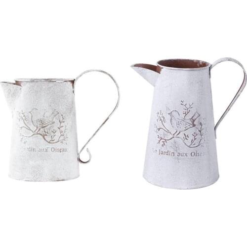 Iron Retro Flower Pot Holder Flower Vase Flowerpot Bonsai Planters Kettle Bucket Ornaments Planters Kettle Garden Tool