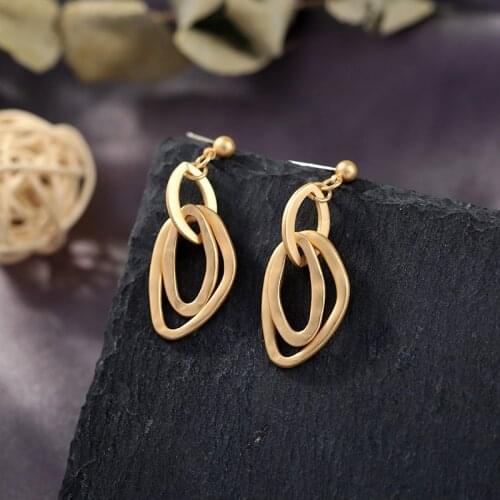 Irregular Alloy Circle Drop Earrings For Women Gifts Worn Gold Color Brand Design Fashion Jewelry Wholesale
