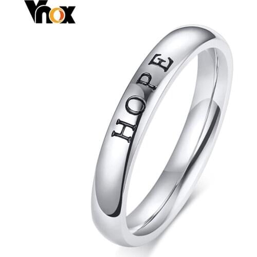 Vnox HOPE FAITH LOVE Women Ring Elegant Stainless Steel 3 Tones Female Party Accessories