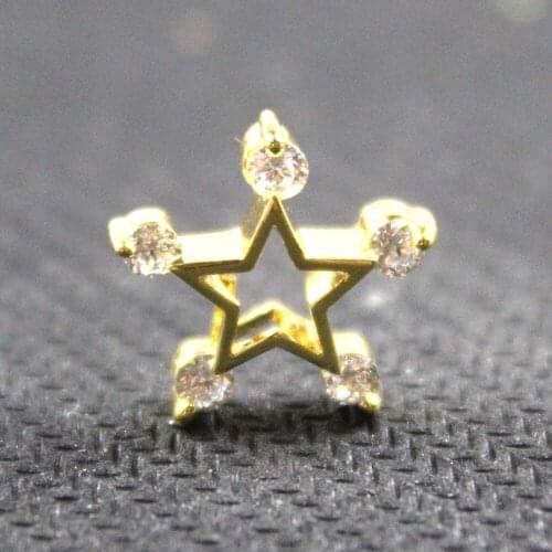 1pcs Wholesale Star Fashion Accessories Gold for Handmade Diy Charms Necklace Pendants Copper 15*15mm