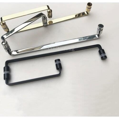 1PCS Solid 304 Stainless Steel L Shape Bathroom Handles Polish Chrome/Golden/Dumb Black Glass Door Handle C-C:225*425mm JF1806