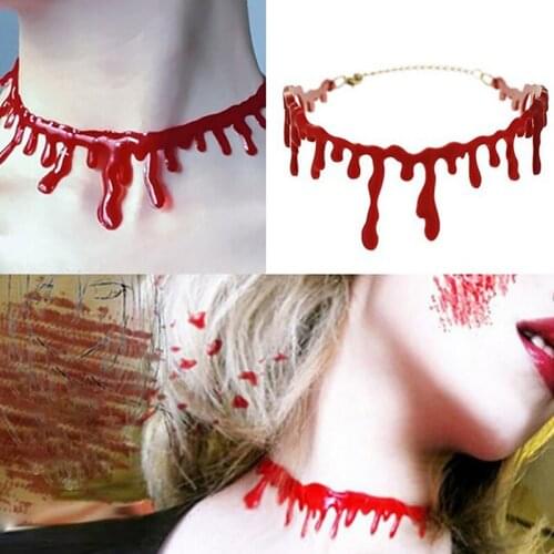 1PC Halloween Blood Necklace Women Chokers Necklaces Halloween Party DIY Decorations Horror Props Kids Toy Gift Haunted House