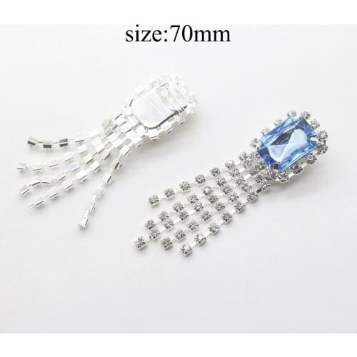 10pcs/lot 70mm Freshwater Blue rhinestone button brooch silver plating clear crystals and acrylic
