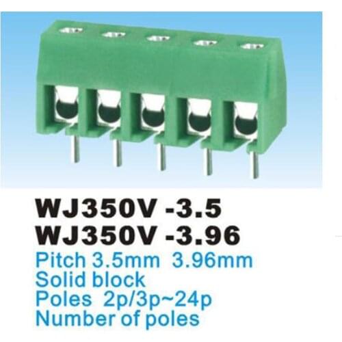 10pcs Pitch 3.5/3.96mm Screw PCB Terminal Block Connector bornier WJ350V 2P 3P Straight Pin morsettiera blocks connector 300V 7A