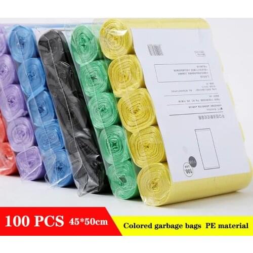100 Pcs /5 Rolls Household Disposable Trash Pouch Kitchen Storage Garbage Bags Cleaning Waste Bag Plastic Bag