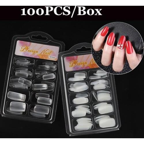 100pcs Poly Nail Gel Half Cover Nail Forms Acrylic False Fake Nails Quick Building Mold Nail Tips Dual Forms Nail Finger New