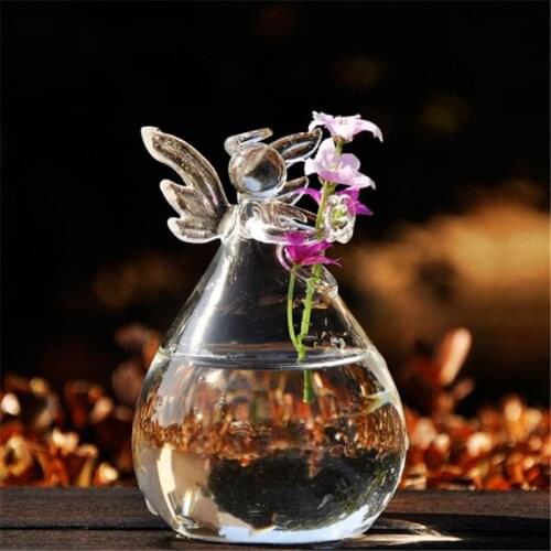 11.5cm Angel Bird 2pcs Crystal Glass Table Flower Vase Wedding Home Decoration Clear