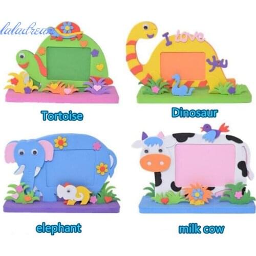2 Pcs/ Lot Cartoon Animal EVA Foam Cartoon Photo Frame for Kids Child DIY 3D Stickers Photo Frame Handmade Block Toys