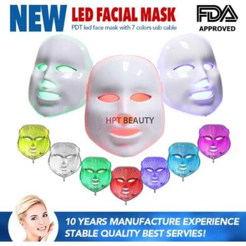 7 Colors LED Photon Facial&Neck Device Photodynamic Therapy PDT Skin Rejuvenation Home Use Machine