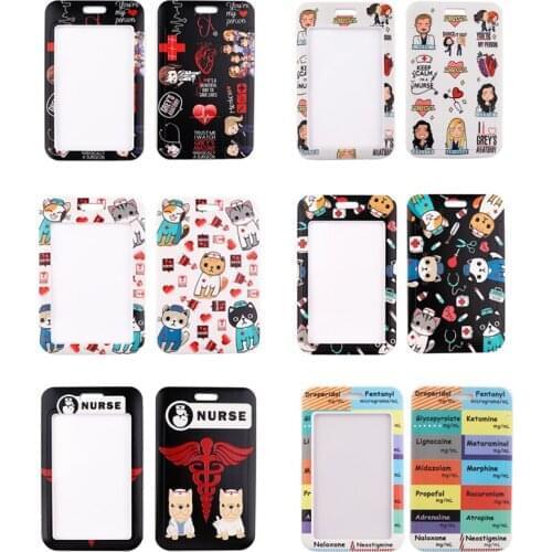 BH1440 Blinghero Cartoon Doctor Nurse ID Card Holder Name Medical Theme Credit Card Holder Neck Strap Dog Cat Card ID Holders