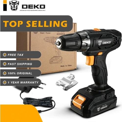 DEKO GCD20DU5 18V Electric Screwdriver Cordless Drill Mini Power Driver DC Lithium-Ion Battery 2-Speed