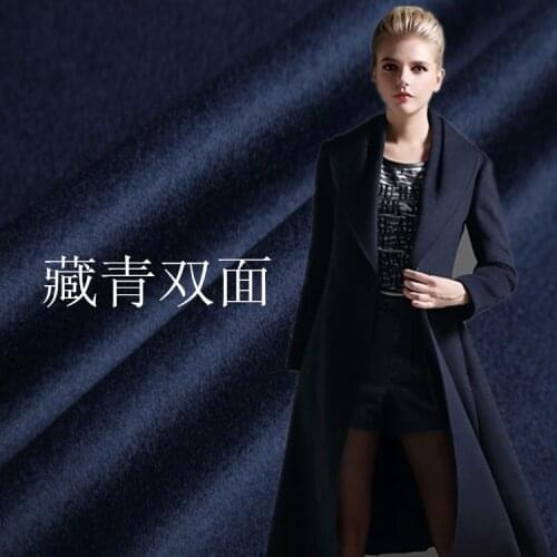 Navy blue double - sided cashmere double - layer wool fabric thick coat cashmere cloth wholesale cashmere cloth