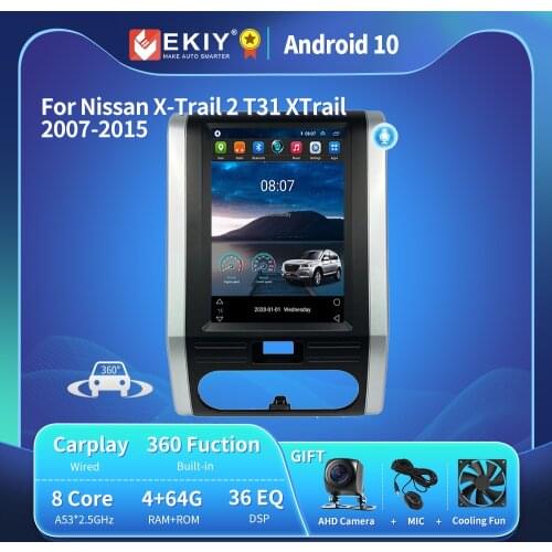 EKIY For Nissan X-Trail 2 T31 XTrail 2007-2015 Android 10 Car GPS Navi Radio Stereos Multimedia Vertical Tesla Screen DVD Player