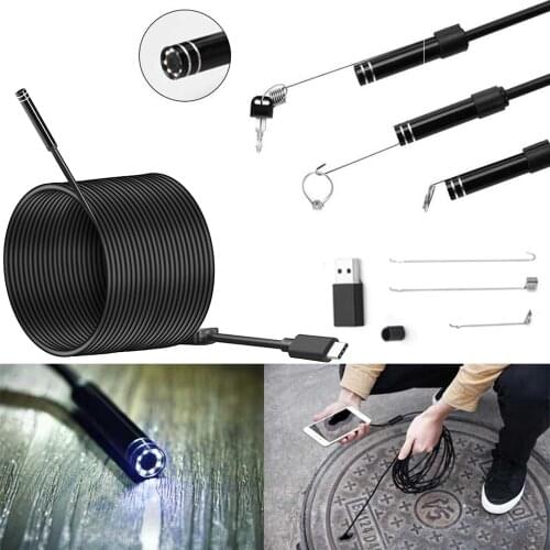 5.5mm Lens Android USB Type-C Endoscope Camera Flexible Snake USB Type C Hard Wire 10M Cable Inspection Camera Borescope