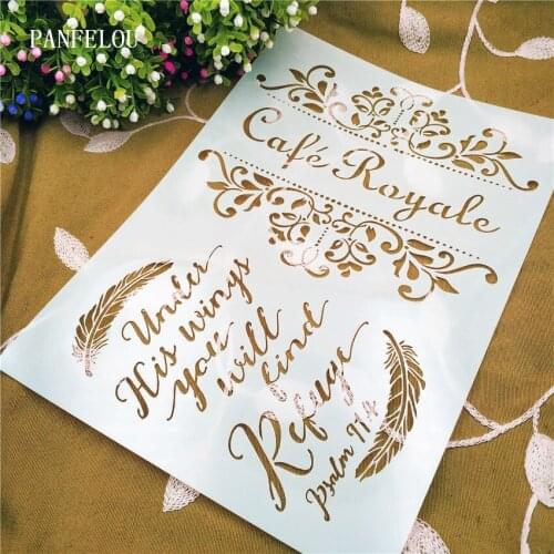 Feather mold shield DIY cake scrapbook stencils hollow Embellishments printing lace ruler Valentines Day