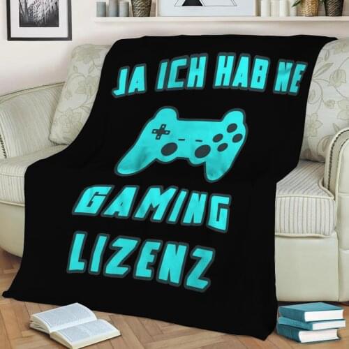 Ja ich hab ne Gaming Throw Blanket Print on Sherpa Blankets Soft for Sofa Customized DIY Plush Thin Quilt