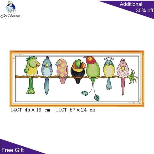 Joy Sunday Parrots Cross Stitch K765 14CT 11CT Counted and Stamped Home Decor Colorful Parrots Needlepoint Cross Stitch kits