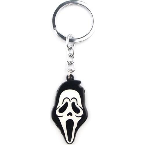 K192 Ghost Mask Horror Keychain Key Ring Gift For Movies Fans Pendant Key Holder Car Key Rings Halloween Jewelry