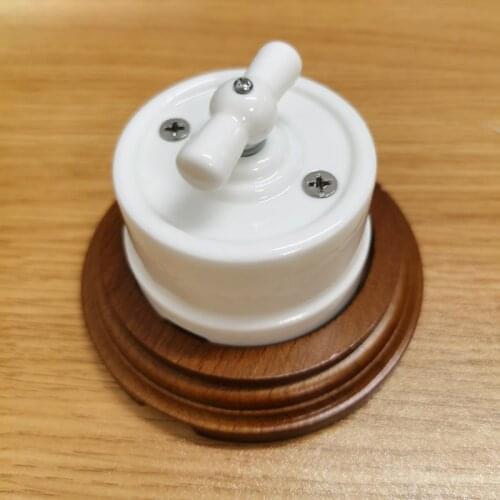 2 pcs EU Ceramic Rotary Switch Wall Lamp Smart Light Knob Switch EU Socket 10A 250V For Home Decoration