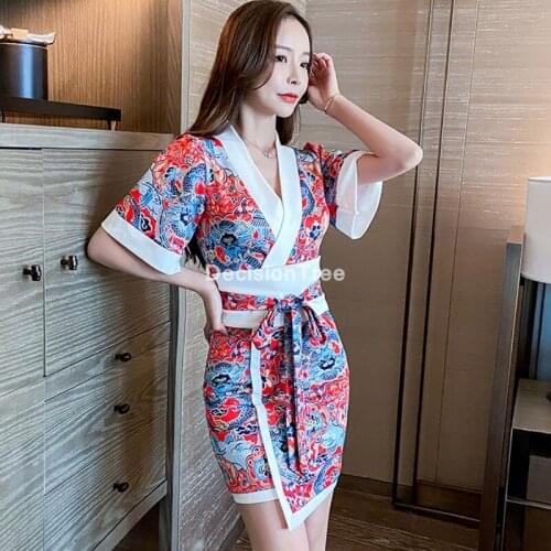 2021 kimono japanese yukata kimono women sexy kimono dress yukata novelty nightclub japanese cosplay costume floral party dress