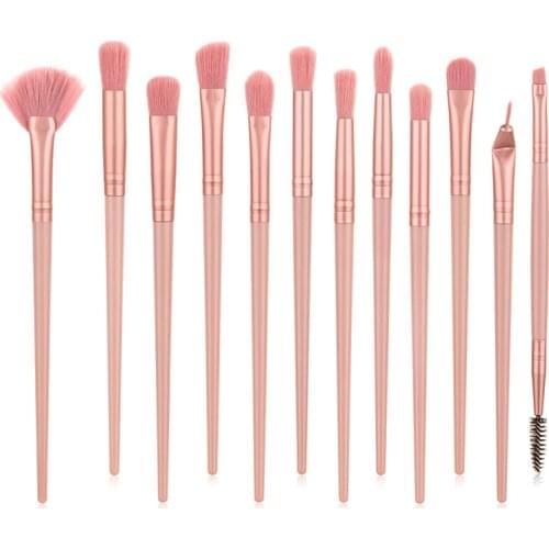 Eye Makeup Brushes 12pcs Rose Gold Eyeshadow Makeup Brushes Set with Soft Synthetic Hairs Small Fan-shaped Brush for Eyeshadow