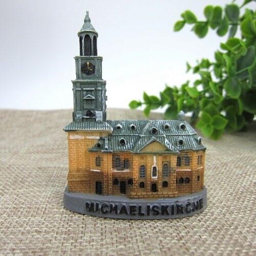 St Michael church bell tower baroque style German Hamburg tourist hamburger souvenir resin fridge magnet keepsake belfry