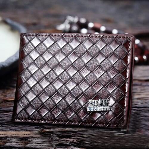 2021 Woven Pattern DriverS License Card Holder License Leather Case Pu Leather Business Casual Mens Black Stylish Document Bag