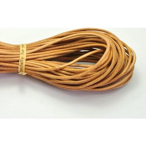 32.8 feet Natural Color Round Real Leather Jewelry Cord 2mm