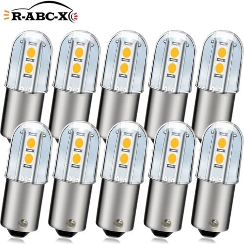 RUIANDSION 10Pcs 120V LED E10 BA9S T4W Ship Equipment Lighting Boat Machine Indicator Light Bulb 3030SMD 100Lm Warm White 6000K