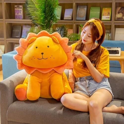 Hot-selling Cute Little Lion Plush Toy PP Cotton Stuffed Animal Sitting Sun Flower Lion Cartoon Doll Plush Lion Toy Wholesale