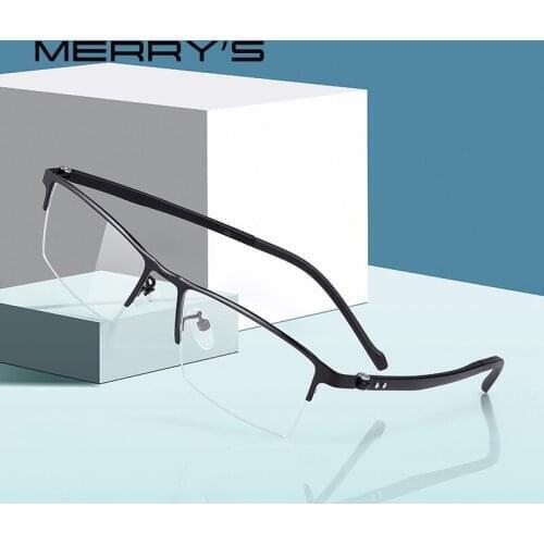 MERRYS DESIGN Men Titanium Alloy Glasses Frame TR90 Legs Myopia Prescription Eyeglasses Optical Frame Business Style S2308