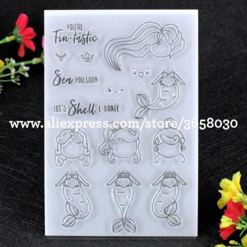 Mermaid Sea YOU SOON Scrapbook DIY photo cards rubber stamp clear stamp transparent stamp 10x15cm 8052718