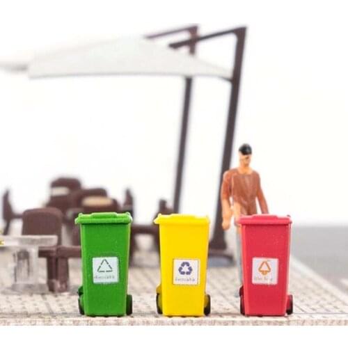 5Pcs DIY Street Scene Garbage Trash Can Children Mini Doll House Accessory Baby Push Vehicles Toys Rubbish Bin Model Wholesale