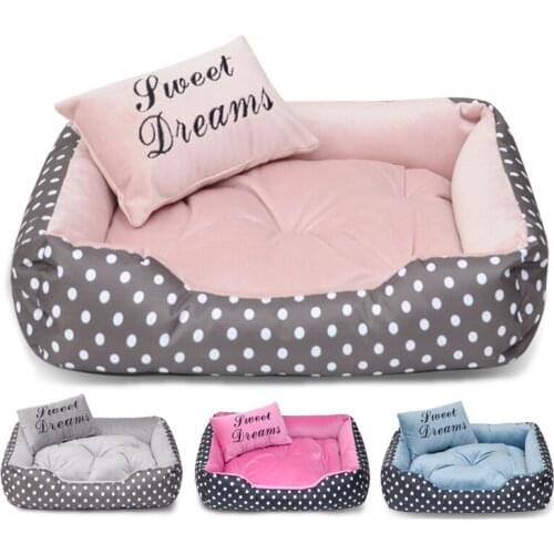 Soft Puppy Dog Bed Sofa Square Cat Dogs Sleeping Beds Kennel Indoor Pet House Nest With Pillow Thick Cushion Chihuahua Non-Slip