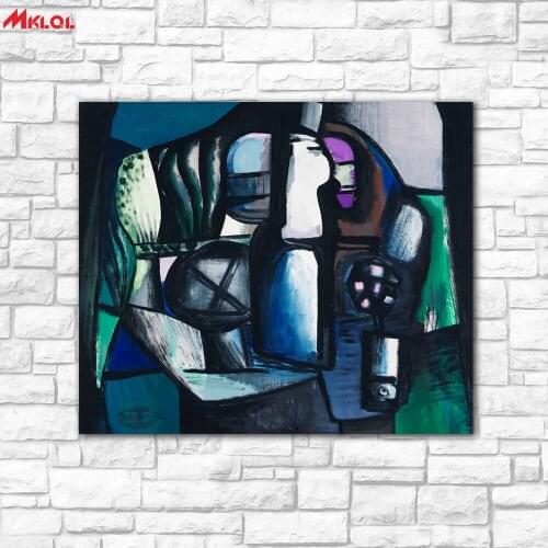 JOHANN GEORG MULLER-Stillleben in Blau und Grun 1960 Wall Art Picture Paiting Canvas Paints Home Decor Abstract Print Painting