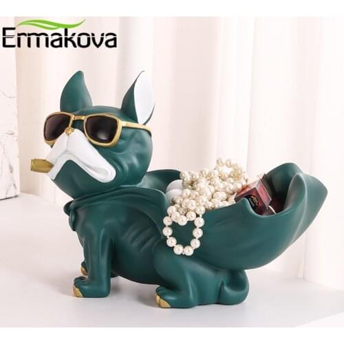Nordic French Bulldog Statue Sculpture Storage Decoration Key Tray Tissue Box Animal Figurines Home Decoration Accessories