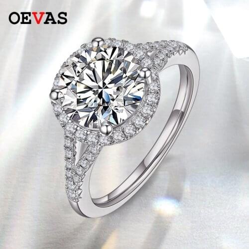 OEVAS Real 3 Carats D Color Moissanite Wedding Rings For Women Sparkling100% 925 Sterling Silver Engagement Party Fine Jewelry